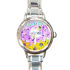 Artificial Substitution Round Italian Charm Watch by okhismakingart