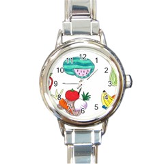 Fruits Veggies Round Italian Charm Watch by okhismakingart