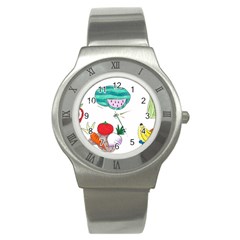 Fruits Veggies Stainless Steel Watch by okhismakingart