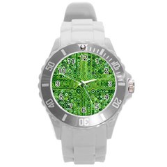 Electric Field Art Xii Round Plastic Sport Watch (l) by okhismakingart