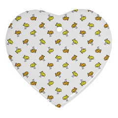 Birds, Animal, Cute, Sketch, Wildlife, Wild, Cartoon, Doodle, Scribble, Fashion, Printed, Allover, For Kids, Drawing, Illustration, Print, Design, Patterned, Pattern Heart Ornament (two Sides) by dflcprintsclothing