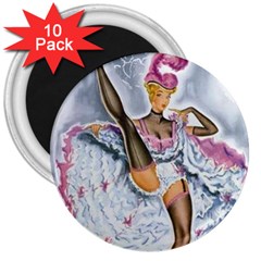 Bal Du Moulin Rouge French Cancan 3  Magnets (10 Pack)  by StarvingArtisan