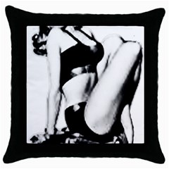 Pinup Girl Throw Pillow Case (black) by StarvingArtisan