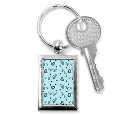 Duck Family Blue Pink Hearts Pattern Key Chains (rectangle)  by snowwhitegirl