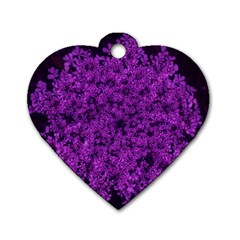 Queen Annes Lace In Purple Dog Tag Heart (two Sides) by okhismakingart