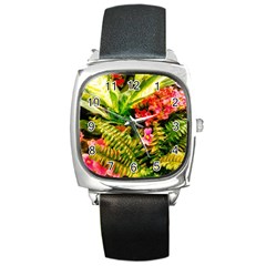 Fern Jungle Square Metal Watch by okhismakingart