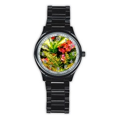 Fern Jungle Stainless Steel Round Watch by okhismakingart