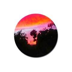 Sunset And Geraniums Magnet 3  (round) by okhismakingart