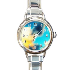 Pale Clouds Round Italian Charm Watch by okhismakingart