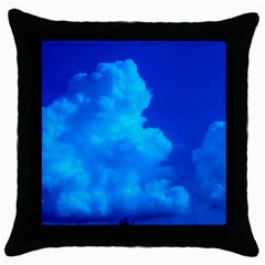 Deep Blue Clouds Throw Pillow Case (black) by okhismakingart