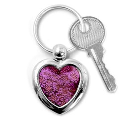 Pink Queen Anne s Lace Landscape Key Chains (heart)  by okhismakingart