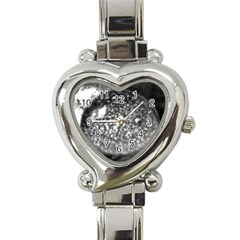 Black-and-white Water Droplet Heart Italian Charm Watch by okhismakingart