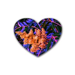 Blue And Gold Sideways Sumac Heart Coaster (4 Pack) 