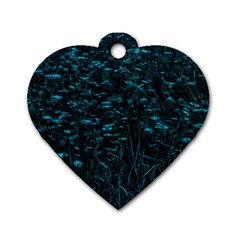 Dark Green Queen Anne s Lace Hillside Dog Tag Heart (two Sides) by okhismakingart