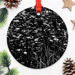 High Contrast Black And White Queen Anne s Lace Hillside Ornament (round) by okhismakingart