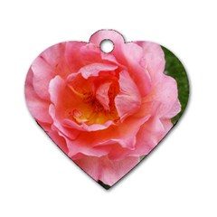 Pink Rose Dog Tag Heart (two Sides) by okhismakingart