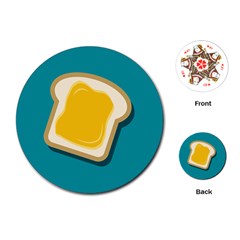 Toast With Cheese Pattern Turquoise Green Background Retro Funny Food Playing Cards (round) by genx