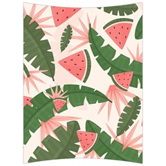 Tropical Watermelon Leaves Pink And Green Jungle Leaves Retro Hawaiian Style Back Support Cushion by genx