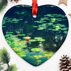 Lily Pond Ii Heart Ornament (two Sides) by okhismakingart