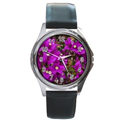 Bougainvillea  Round Metal Watch by okhismakingart