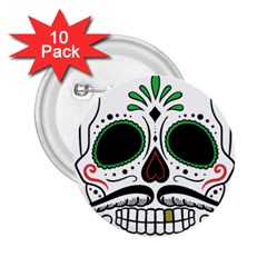 Day Of The Dead Skull Sugar Skull 2 25  Buttons (10 Pack)  by Sudhe