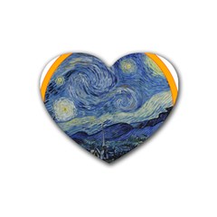 The Starry Night Starry Night Over The Rhne Pain Heart Coaster (4 Pack) 