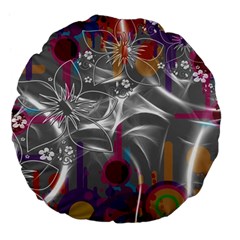 Flora Entwine Fractals Flowers Large 18  Premium Flano Round Cushions