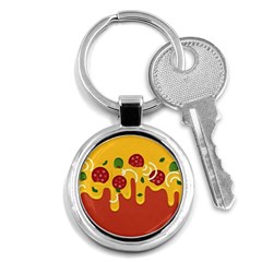 Pizza Topping Funny Modern Yellow Melting Cheese And Pepperonis Key Chains (round)  by genx