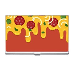 Pizza Topping Funny Modern Yellow Melting Cheese And Pepperonis Business Card Holder by genx