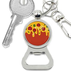 Pizza Topping Funny Modern Yellow Melting Cheese And Pepperonis Bottle Opener Key Chains by genx