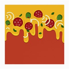 Pizza Topping Funny Modern Yellow Melting Cheese And Pepperonis Medium Glasses Cloth by genx