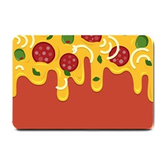 Pizza Topping Funny Modern Yellow Melting Cheese And Pepperonis Small Doormat  by genx