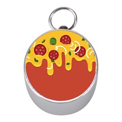 Pizza Topping Funny Modern Yellow Melting Cheese And Pepperonis Mini Silver Compasses by genx