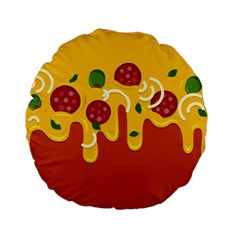 Pizza Topping Funny Modern Yellow Melting Cheese And Pepperonis Standard 15  Premium Flano Round Cushions by genx