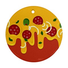 Pizza Topping Funny Modern Yellow Melting Cheese And Pepperonis Ornament (round) by genx