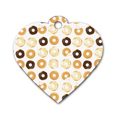 Donuts Pattern With Bites Bright Pastel Blue And Brown Cropped Sweatshirt Dog Tag Heart (one Side) by genx