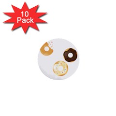 Donuts Pattern With Bites 3xframe Donuts Pattern With Bites Dark Brown Background Onlydonuts Pattern With Bites Brown And Beige Chocolate Doughnuts 1  Mini Buttons (10 Pack)  by genx