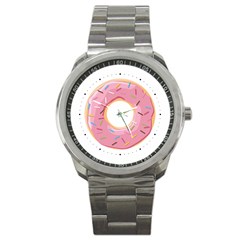 Pink Donut With Rainbow Candies Sport Metal Watch by genx