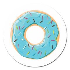 Pastel Blue Donut With Rainbow Candies Magnet 5  (round) by genx