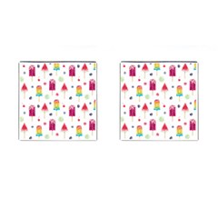 Popsicle Juice Watercolor With Fruit Berries And Cherries Summer Pattern Cufflinks (square) by genx