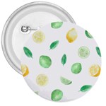 Lemon and limes yellow green watercolor fruits with citrus leaves Pattern 3  Buttons Front