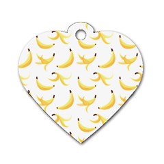 Yellow Banana And Peels Pattern With Polygon Retro Style Dog Tag Heart (one Side) by genx
