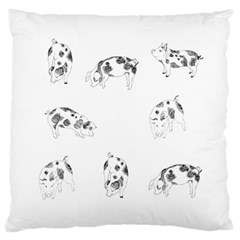 Pig Pattern Hand Drawn With Funny Cow Spots Black And White Large Cushion Case (two Sides) by genx