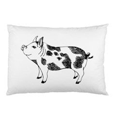 Pig Smiling Head Up Hand Drawn With Funny Cow Spots Black And White Pillow Case by genx