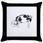 Pig floppy ears Hand drawn with funny cow spots Black And White Throw Pillow Case (Black) Front