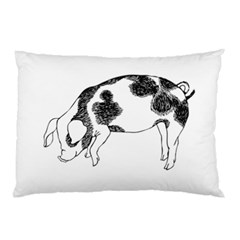 Pig Floppy Ears Hand Drawn With Funny Cow Spots Black And White Pillow Case by genx