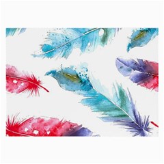 Feathers Boho Style Purple Red And Blue Watercolor Large Glasses Cloth (2-side) by genx