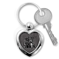 Odin On His Throne With Ravens Wolf On Black Stone Texture Key Chains (heart)  by snek