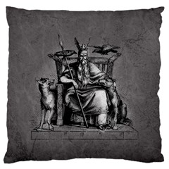 Odin On His Throne With Ravens Wolf On Black Stone Texture Standard Flano Cushion Case (one Side) by snek