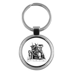 Odin On His Throne With Ravens Wolf On Black Stone Texture Key Chains (round)  by snek